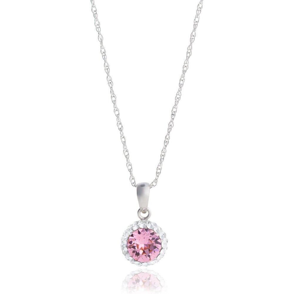 Sterling Silver Crystal Halo Pendant Necklace, 18"